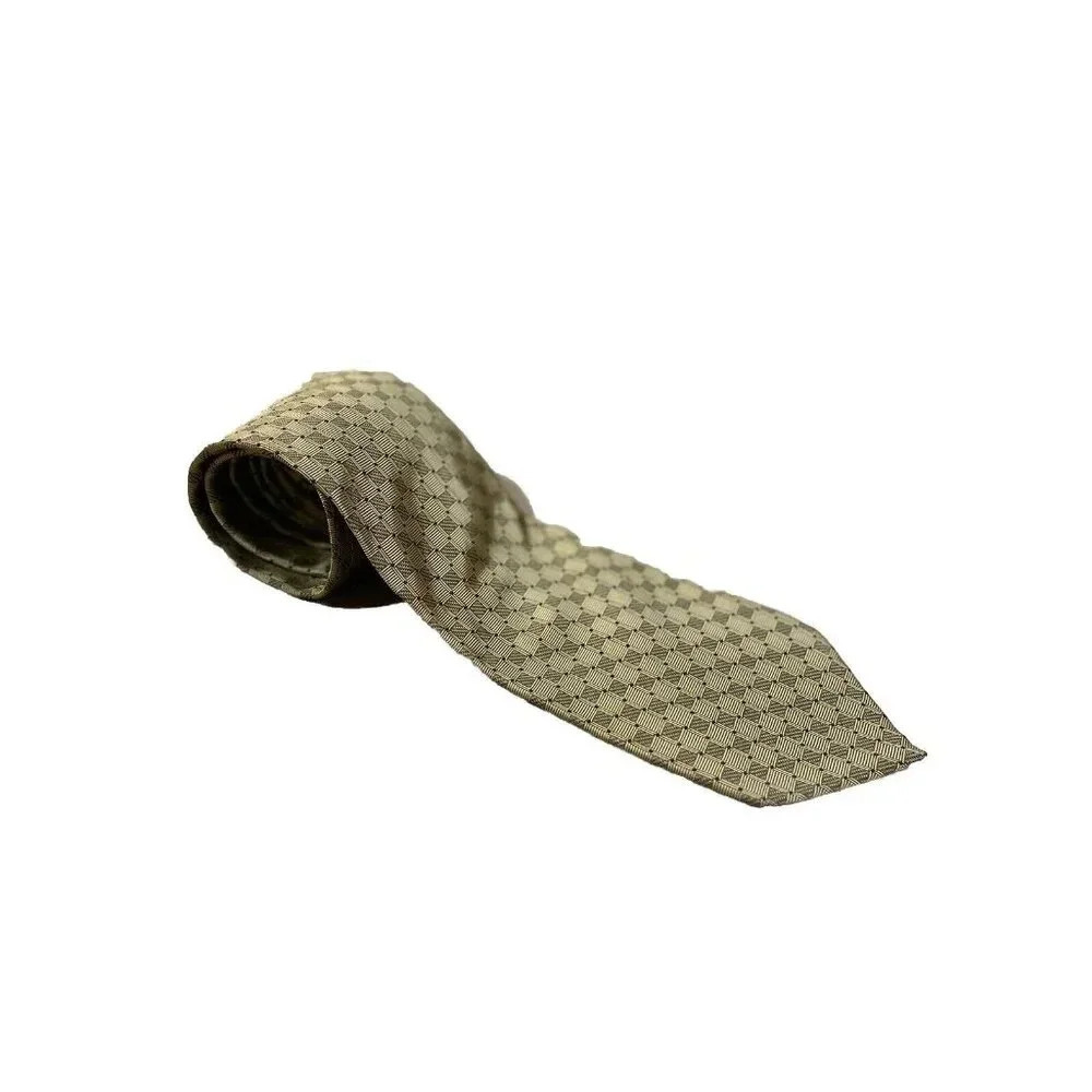 Brooks Brothers Makers Stain Resistant 100% Pure Silk Gold Geometric Red